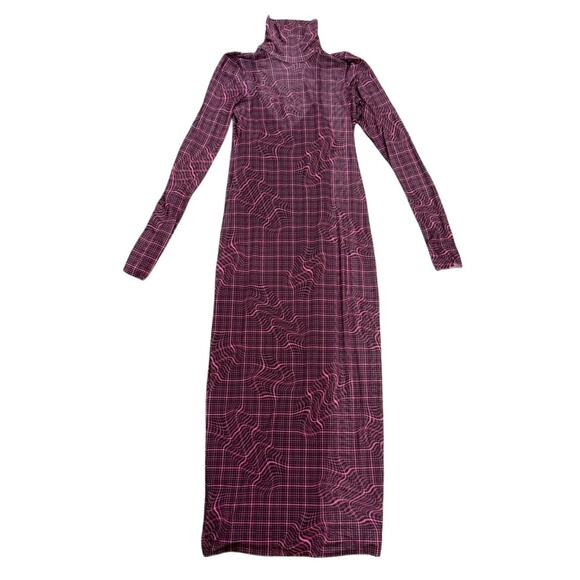 AFRM Shailene Mesh Turtleneck Dress in Purple Multi, Size M - Picture 4 of 8